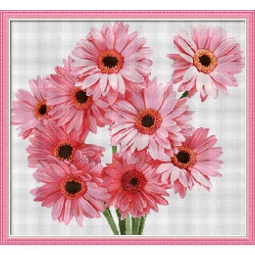 Pink Chrysanthemum Round/Square Cross Stitch 5D DIY Diamond Painting Kit Floral Pattern Diamond Embroidery Home Decoration Gift