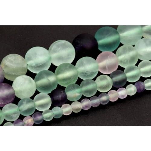 Genuine Natural Matte Multicolor Fluorite Loose Beads Grade A Round Shape 6mm 8mm 10mm 12mm Loose Bead 1 Full Strand 15.5"