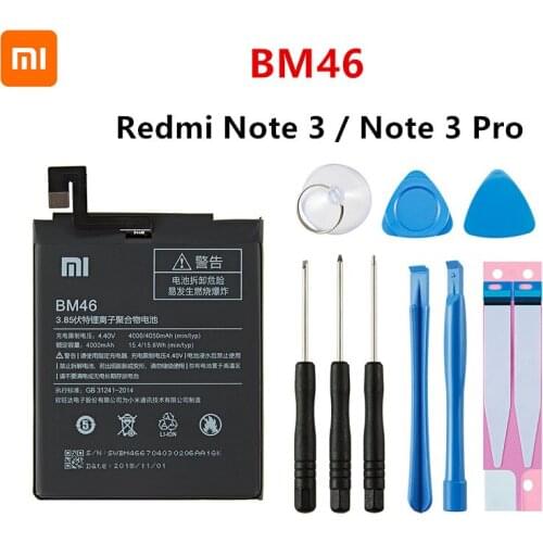 Xiao mi 100% Orginal BM46 4050mAh Battery For Xiaomi Redmi Note 3 / Note 3 Pro BM46 Phone Replacement Batteries +Tools