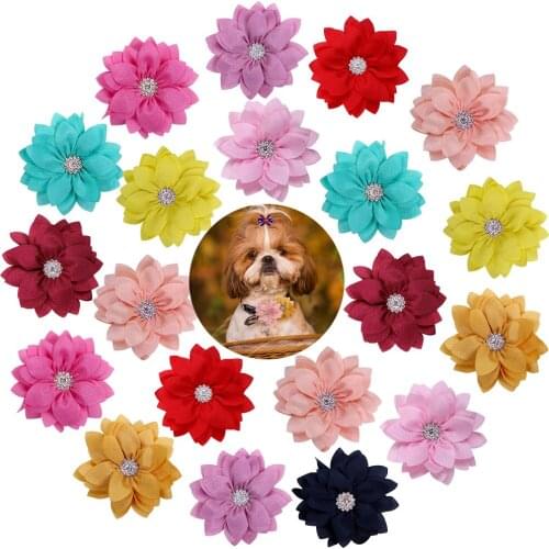 50pcs Wholesale Pet Dog Puppy Cat Collar Accessories Flower Dog Bows Slide on Add on Collar Party Wedding Dog Accessories