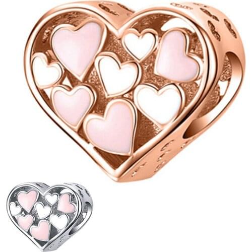 2021 BRACE CODE New Pink Love Beaded Pendant For DIY Brand Mens And Womens Bracelets And Bracelet Gifts