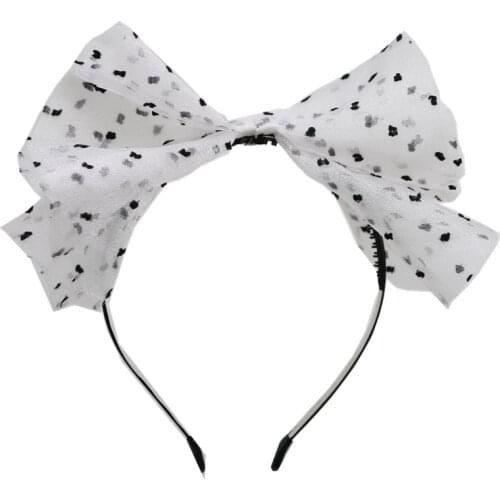 2021 Tulle large bow hairband SUMMER girls bow headband children fashion hair accessories metal band with teeth