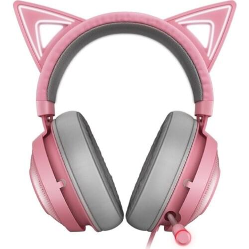 Razer Kraken Kitty Gaming Headset TNX 7.1 Surround Sound Headset with Active Noise Reduction Microphone 50mm Driver Unit Quartz