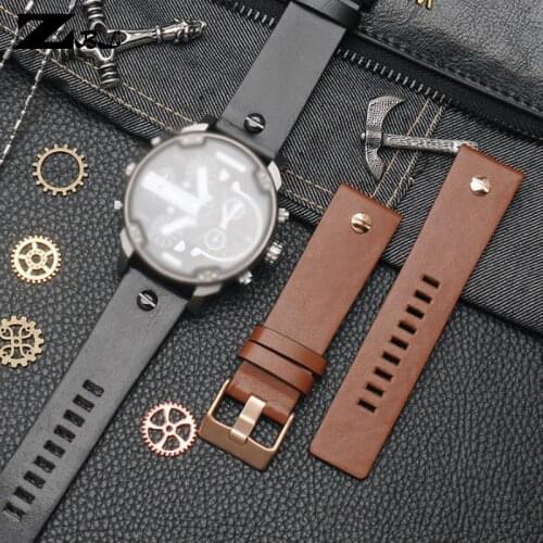 Genuine leather watch strap 22 24 26 28 30mm watchband with rivet for diesel DZ7406 DZT2009 DZ7413 DZ4343 watch band bracelet