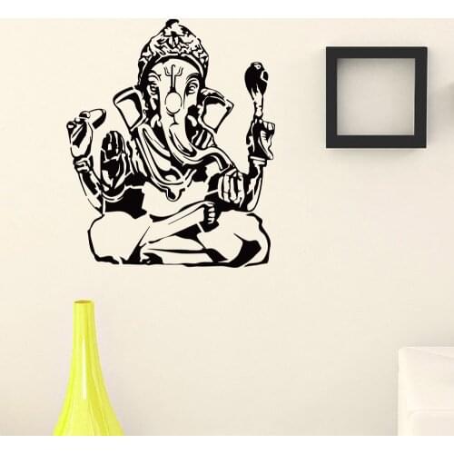 Animal Elephant Wall Decal Removable Vinyl Sticker Ganesha Hindu Indian Style Wall Sticker Elephant Ganesha Wall Art Mural AY758