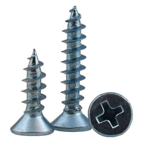 100PCS M4 M5 M6 Phillips Countersunk Head Screw Zn Plating Wood Self Tapping Screws