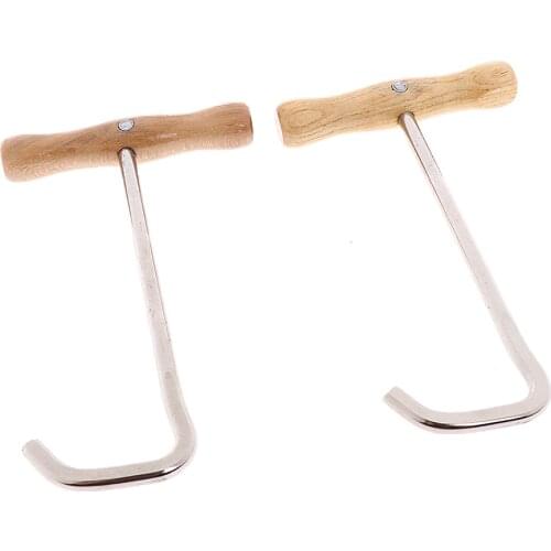 1 Pair Stainless Steel Men Women Horse Riding Boots Pulls with Wood Handle