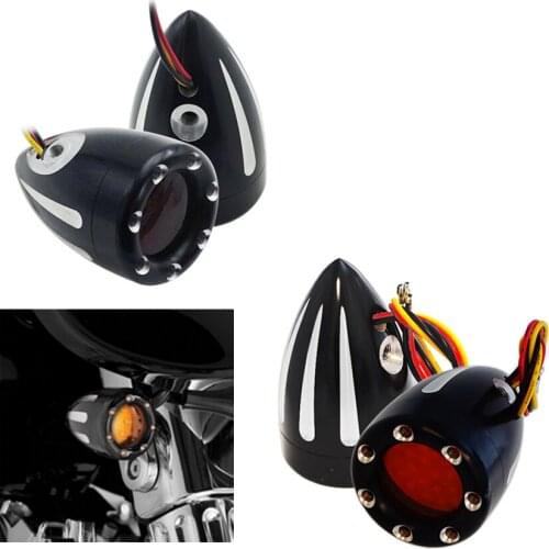 Motorcycle Turn Signal LED Light Indicator Flasher Black CNC For Harley Dyna Softail Sportster Touring