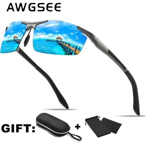 Polarized Sunglasses Mens Aluminum Magnesium Frame Outdoor Driving Sun Glasses Super high quality Sport Goggles UV400 Anti-Glare