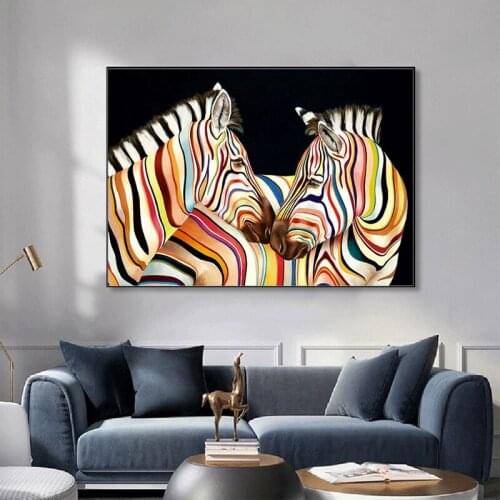 Modern Zebra Animal Canvas Painting Colorful Graffiti Posters and Prints Wall Art Pictures for Childrens Living Room Home Decor