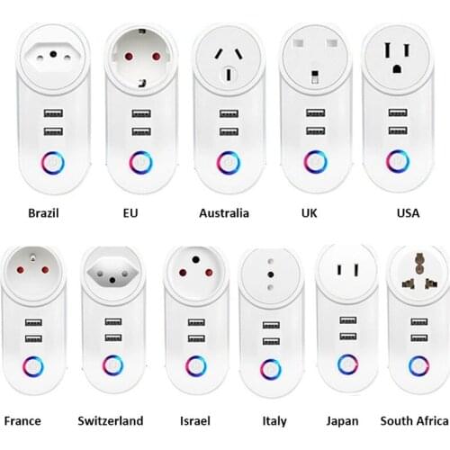 Wifi Smart Plug Socket Switches Outlet Remote Voice Control Works With Alexa Google Home APP Control With Timer 2 USB Interface