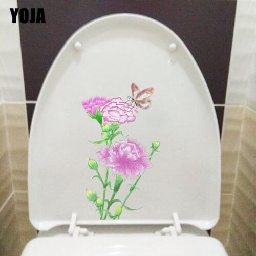 YOJA 12.6X21.6CM Cartoon Butterflies In Flowers Home BedRoom Decor Wall Sticker Toilet Decal T3-1277