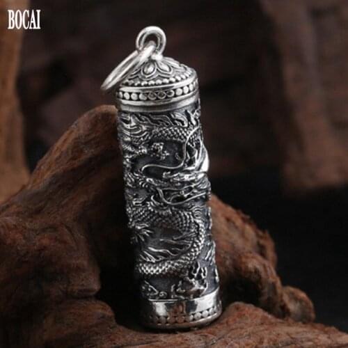 BOCAI 2020 real s925 silver jewelry personality dragon pattern for man Gawu box Pendants Thai silver men and women pendants