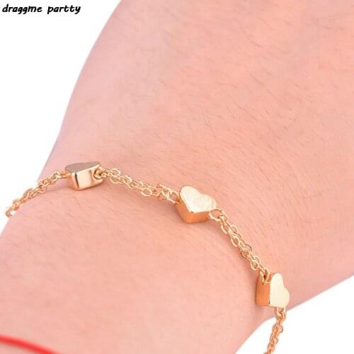 Women Anklets Bracelets Gold Filled Heart Lucky Beaded Ankle Chain Fashion Foot Jewelry Gifts