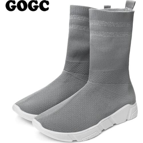 GOGC Breathable Ankle Boot Women Socks Shoes Female Sneakers Casual Elasticity Wedge Platform Shoes zapatillas Mujer Soft Sole