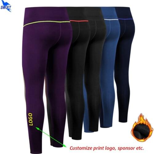 Customize LOGO Women Fitness Legging Winter Fleece Yoga Pants High Wasit Compression Running Pants Quick-drying Elastic Trousers
