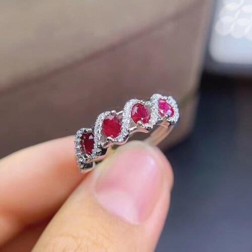 Natural Heated Ruby Ring for Women Party Gifts S925 Sterling Silver Gorgeous Fine Jewelry Real Red Gemstone With Certificate