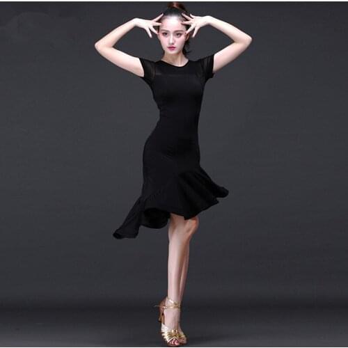 New Fashion Sexy Long sleeve Black Latin Dance one-piece dress for women female Cwboy Ballroom tango Cha Cha Rumba Costumes