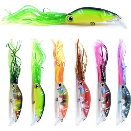 1pcs 9cm/16g Fishing Lure 6 Types Bionic Baits Artificial Hard Squid Skirts Octopus Trolling Baits With Hook Rig Fishing Tackle