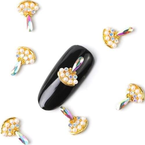 10 pieces / bag japan korea new 3D Nail Art decoration metal fancy Style with Bling crystal pearl nail accessory DIY charm nail
