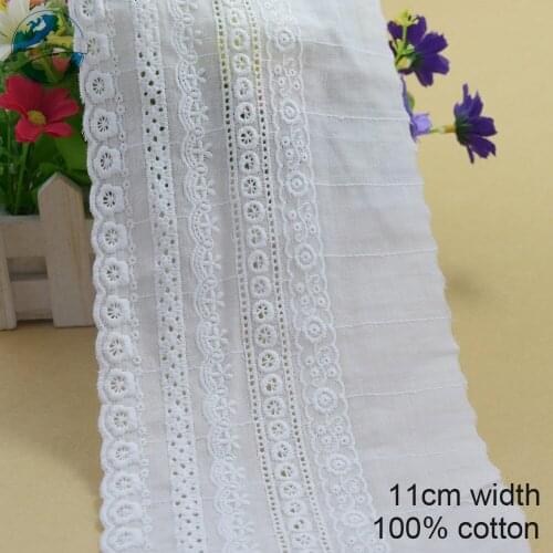 10yards 11cm 100% Cotton embroid lace sewing ribbon guipure trim fabric warp knitting DIY Garment Accessories african lace#3314