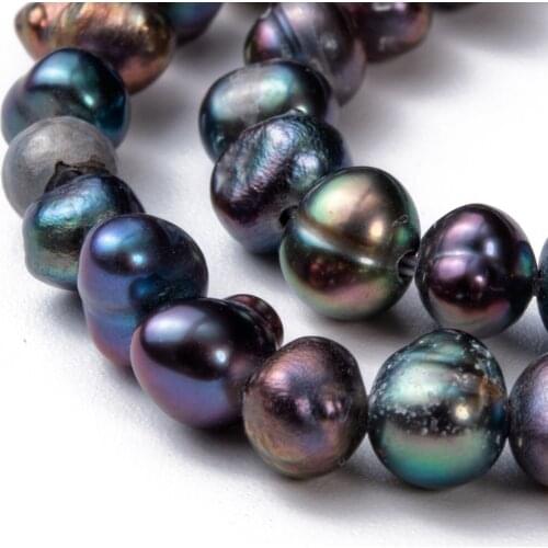 2 Strands 5mm Natural Cultured Freshwater Dark Slate Gray Pearl Beads Strands For DIY Crafts Jewelry Making 14.1"about 180pcs