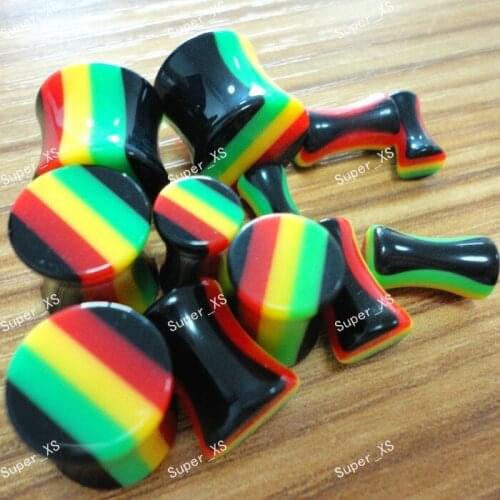 300pcs wholesale jewelry lots color plastic Tunnel Plug Body Pierce Ear Taper Expander Professional jewelry Free shipping RL295