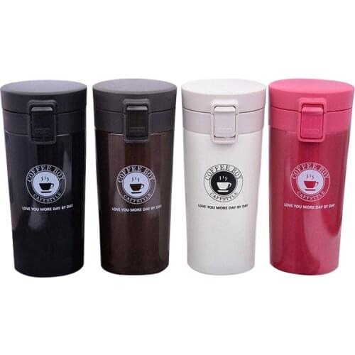 380ml Vacuum Flask Portable Coffee Cup Tea Cup Bouncing Cover Insulated Bottle Adult Children 304 Stainless Steel Thermal Mug