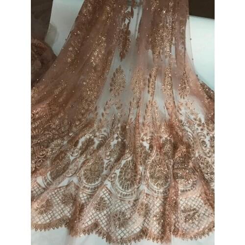 5 yards glued glitter lace fabric on sale ZH-92915 glitter mesh material for evening dress