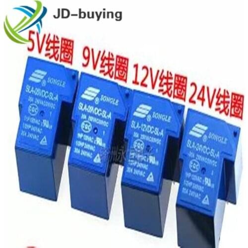 50PCS/lot Power relays SLA-05VDC-SL-A SLA-12VDC-SL-A SLA-24VDC-SL-A SLA-48VDC-SL-A 5V 12V 24V 48V 30A 5PIN T90