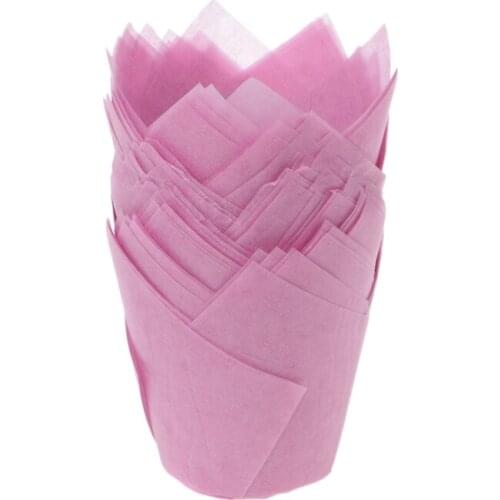 50pcs/lot Solid Wrapper Liners Cup Muffin Tulip Case Cake Paper Baking Cupcake Q0KA