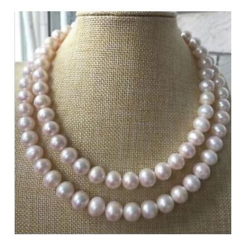 9-10mm south sea white round pearl necklace 32"925s