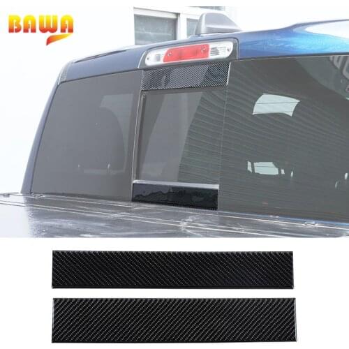BAWA Soft carbon fiber Car Rear Window Trim Panel Decorative Cover Trim Stickers for Dodge RAM 2018+ Exterior Accessories