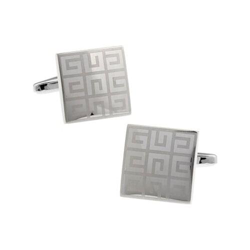 C-MAN Luxury shirt laser Square cufflink for mens Brand cuff buttons cuff links High Quality Silvery abotoaduras Jewelry