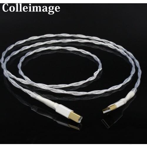 Colleimage Silver-plated Hifi usb Cable High Quality 6N OCC Type A-B DAC Data USB Cable