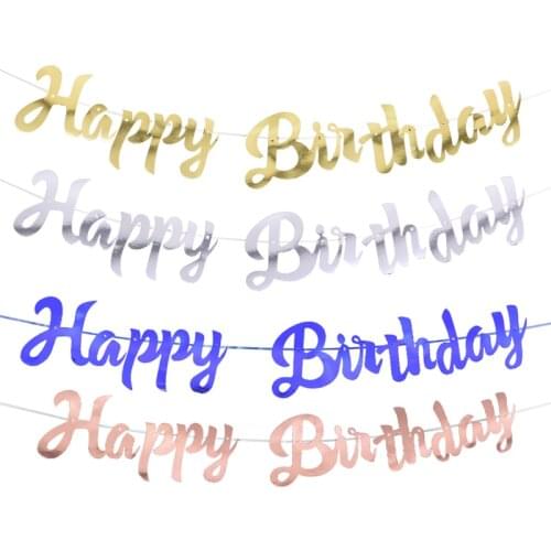 D. 1set Happy Birthday Banner for Kids Paper Party Decoration Letter Hat Flag Gold Silver Adult Garland Birthday Sign Baby Decor