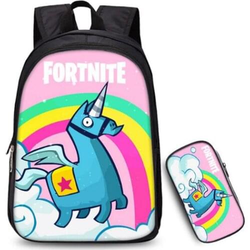 Kids School Bag 2 PCS Set Fortnite Primary School Student Anime Mochila Cartoon Lightweight Orthopedic Backpack For Boy and Girl
