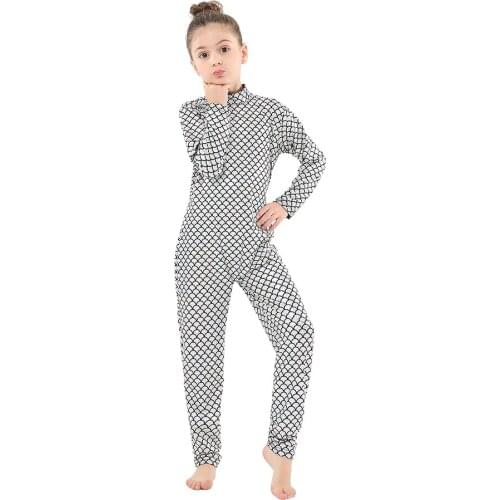Childrens Interesting Halloween Cosplay Costume Mermaid Beaty Fish Scale Girls Jumpsuit Zipper Front Overalls Kids Clothing