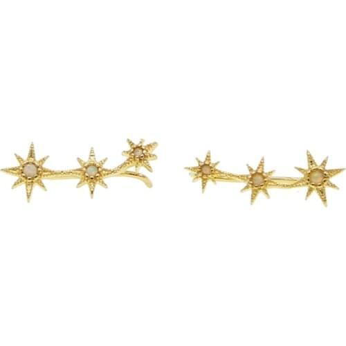 Long sweep multi piece star three star charm gold color fashion teen girl ladies fashion jewelry classic star gold color earring