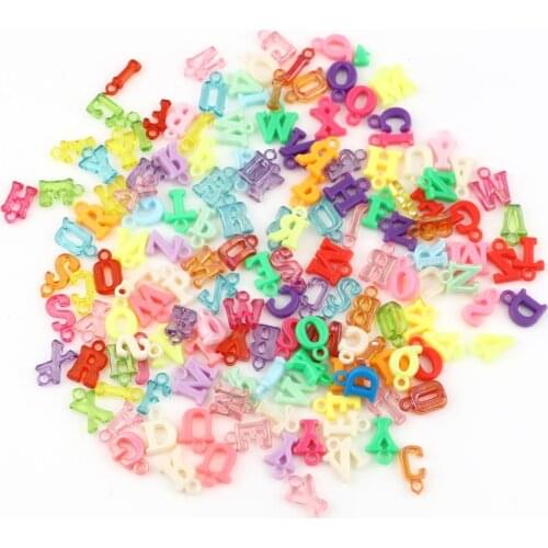 Doreen Box Plastic Charms Capital Alphabet/ Letter Pendants Transparent Chrams for DIY Jewelry At Random Color 14x11mm ,100PCs