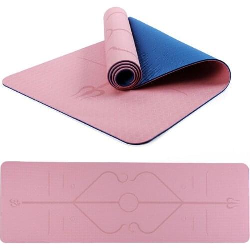 Dual Color TPE Yoga Mat For Beginners Yoga Exercise Non-Slip Gymnastics Mat with Position Line 1830x610x6mm
