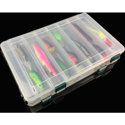 27.5*18.5*5cm Double-sided Outdoor Handled Sea Fishing Tackle Storage Box with 14 Grids
