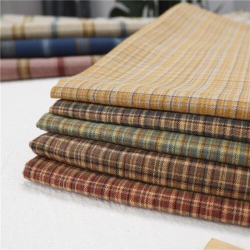 145x50cm Retro Yarn Dye Plaid Cotton Linen Spring and Autumn Sewing Fabric Mens and Womens Shirt Clothing Cloth