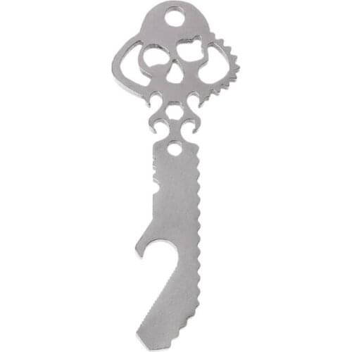 Stainless Steel EDC Pocket Multi-Tool Skull Bottle Opener Pry Bar Crowbar Keychain Tactical Survival Tool