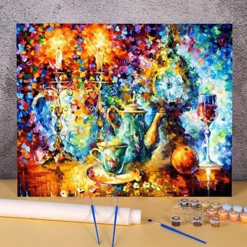 Oil Painting Style Dinner Coloring By Numbers Painting Set Oil Paints 50*70 Canvas Pictures Paintings For Children Art
