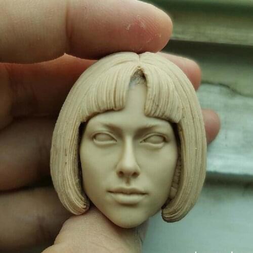 Blank Hot 1/6 Scale Neat Bang Short Hair Cute girl Head Sculpt Unpainted Fit 12" Figure