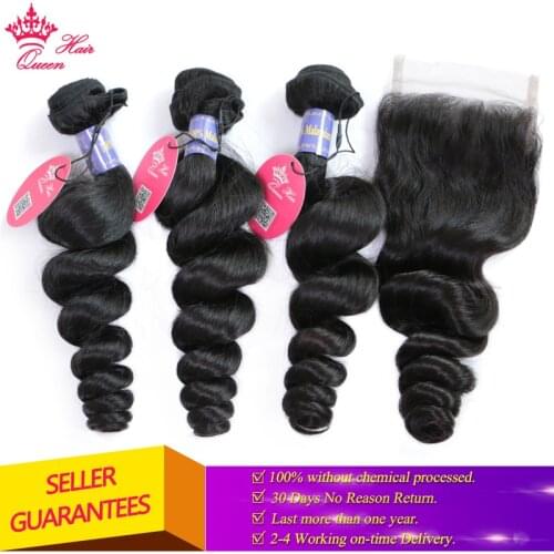 Malaysian Loose Wave Bundles With Closure Human Hair Bundles With Lace Closure Hair Extensions Natural Color Queen Hair Products