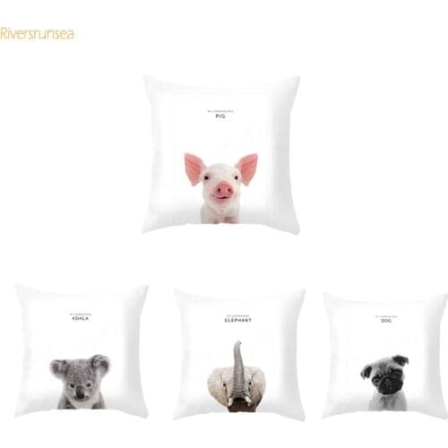 Cute Nordic Animal Cushion Covers Decorative Animal Pillows Pug Pig Bear Cojines Nordicos Pillow Cover Baby Kids Room Decor Good
