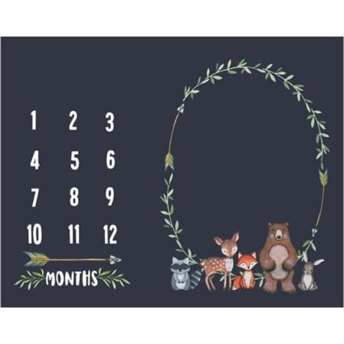 Baby Monthly Record Growth Milestone Blanket Newborn Flannel Swaddle Wrap Cloth 24BE