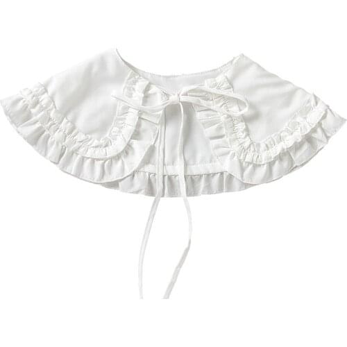 High-end Fashion Women Girls Lolita Doll Double Layer 2021 Ruffles Fake Collar Shoulder Wrap Shirt Collar Female Models